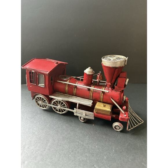Metal Classic Locomotive Christmas Holiday Table Top Decor Model Train Red 10” - Picture 2 of 9